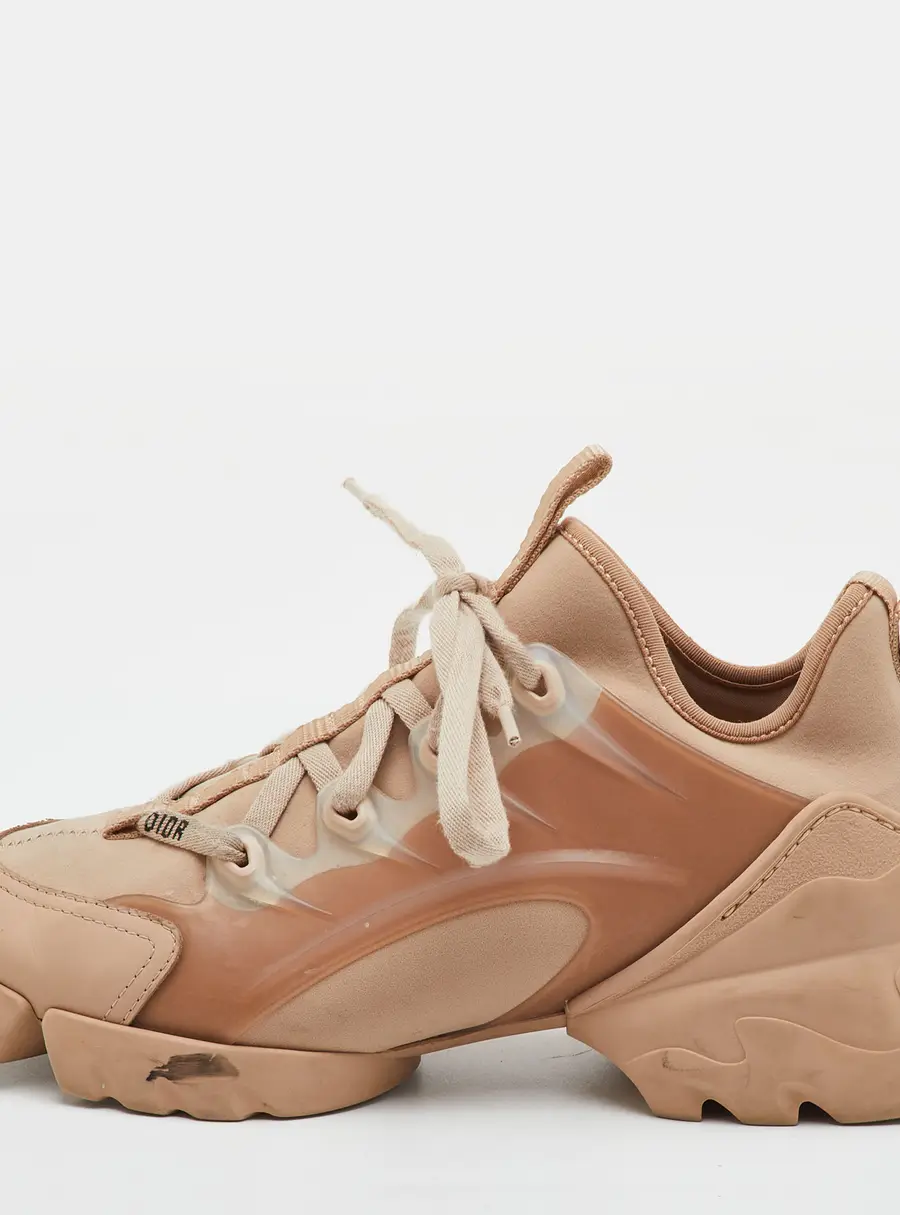 Dior D-Connect Size 36.5 Beige Neoprene and Rubber Low Top Sneakers