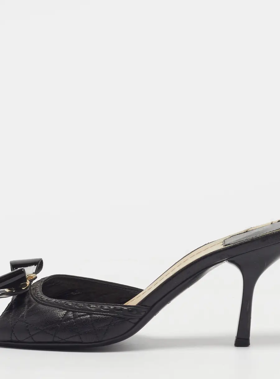 Dior Size 37.5 Black Patent Leather Slide Sandals