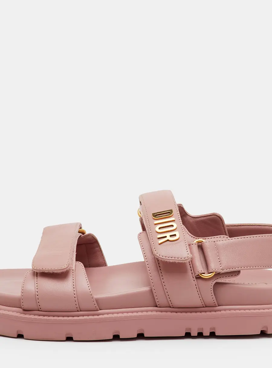 Dior Dioract Size 38 Rose Pink Leather Ankle Strap Sandals