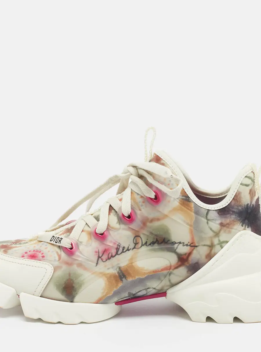 Dior D-Connect Size 36 Multicolor Kaleidoscopic Neoprene and Rubber Low Top Sneakers