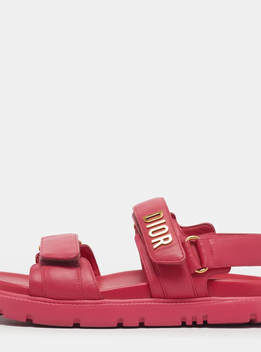 Dior Dioract Size 40.5 Pink Leather Slingback Sandals