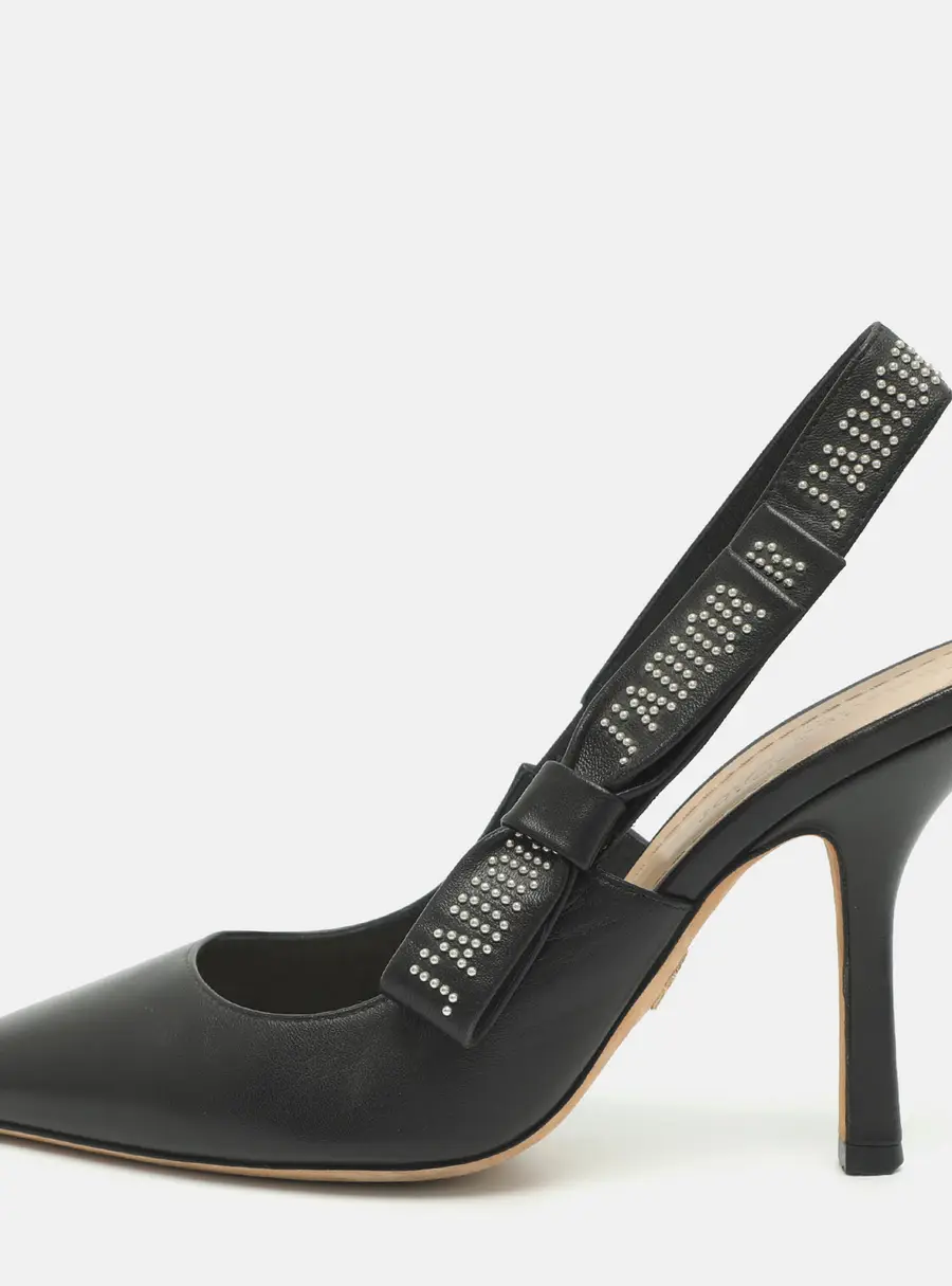 Dior J'Adior Studded Size 39 Black Leather Slingback Pumps