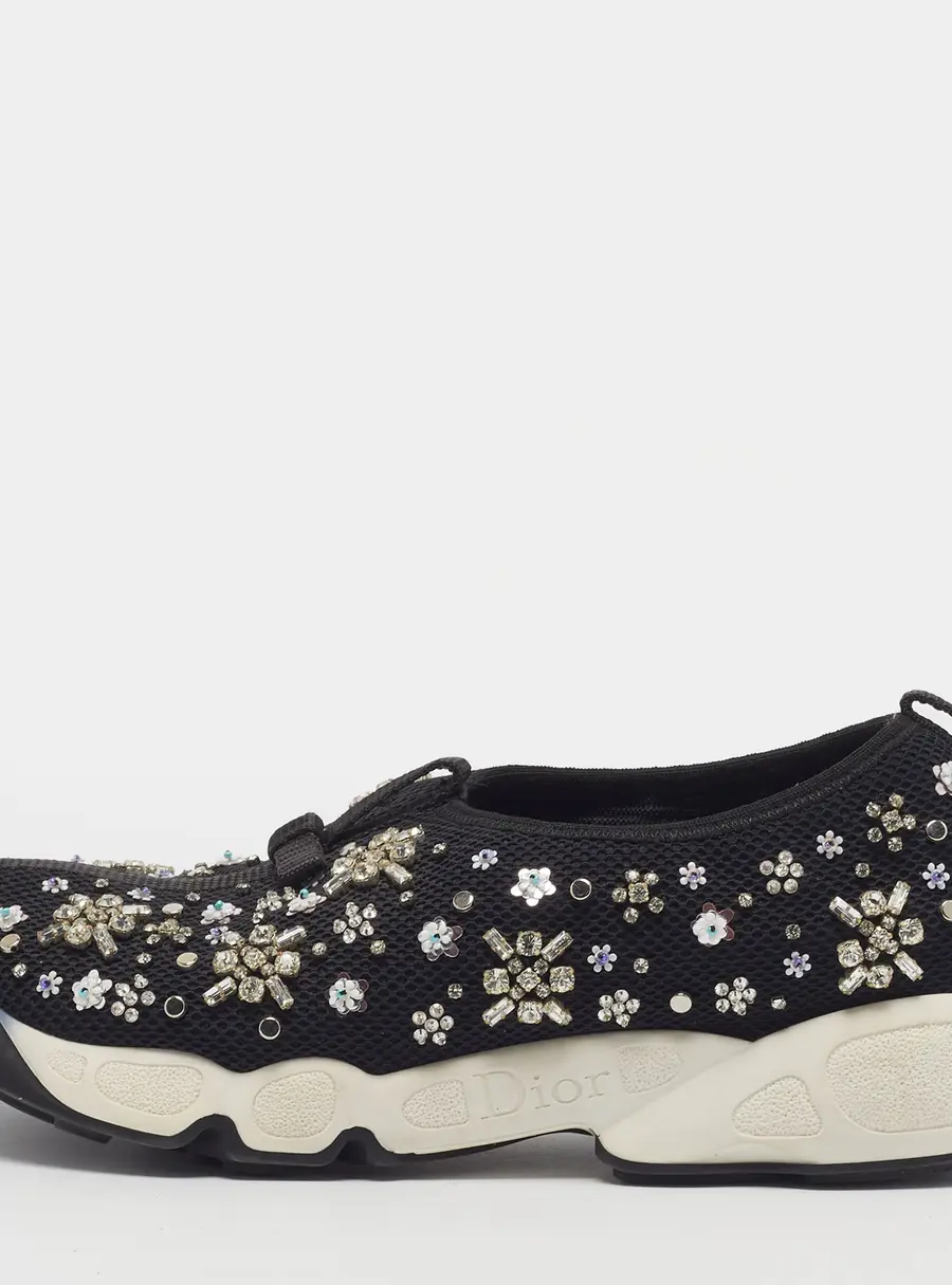 Dior Fusion Size 38 Black Mesh Slip On Sneakers