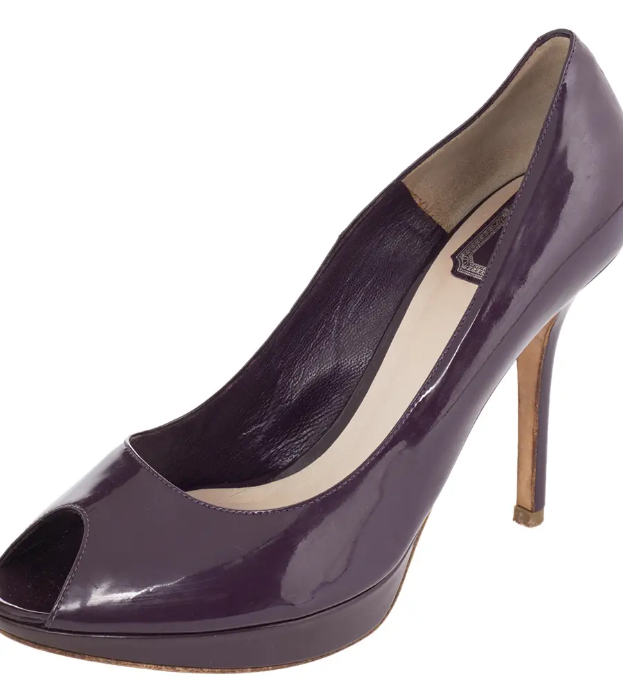 Dior Purple Patent Leather Peep Toe Pumps Size 39