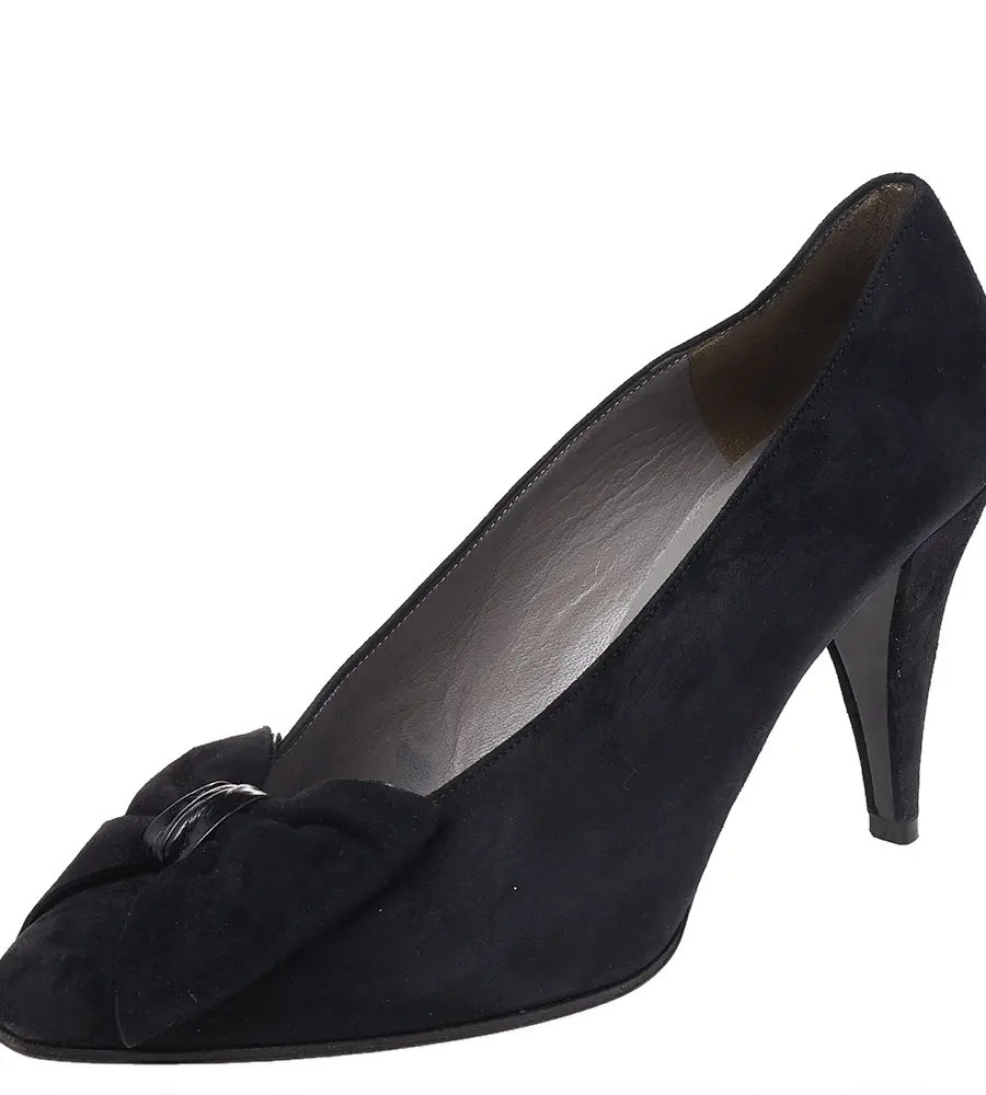 Dior Black Suede Bow Detail Pumps Size 40