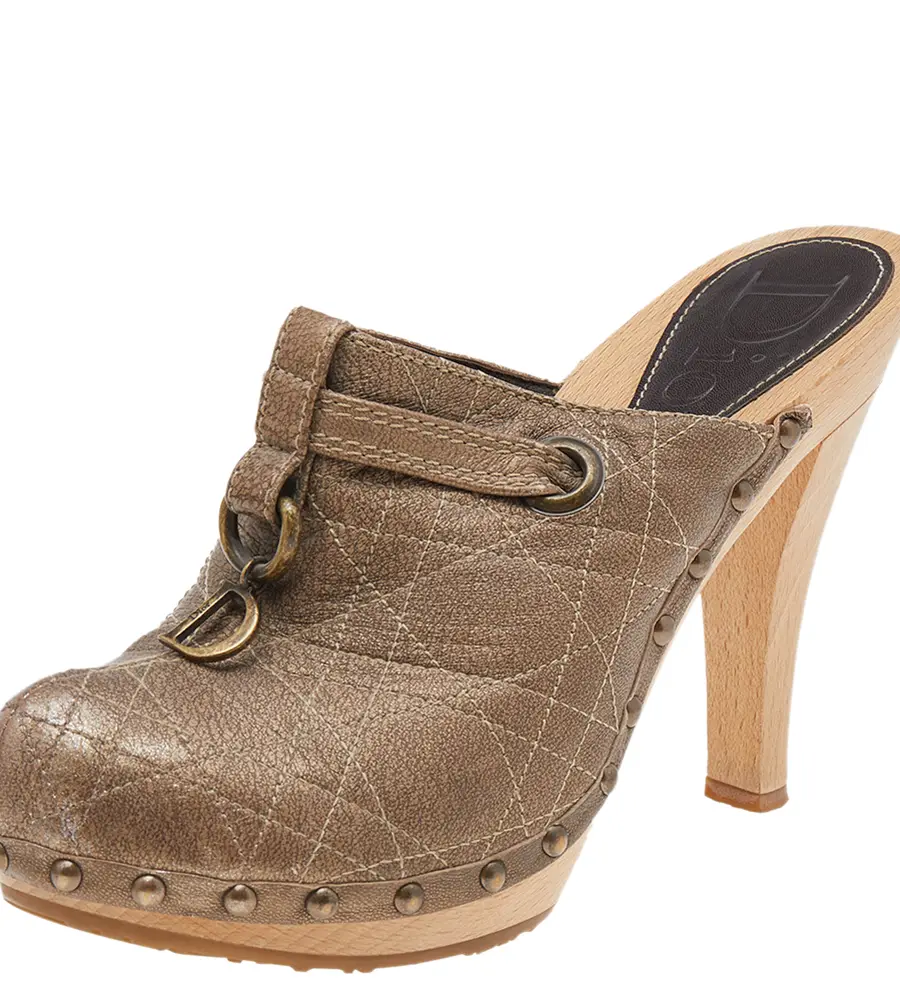 Dior Brown Leather Clog Mules Size 39