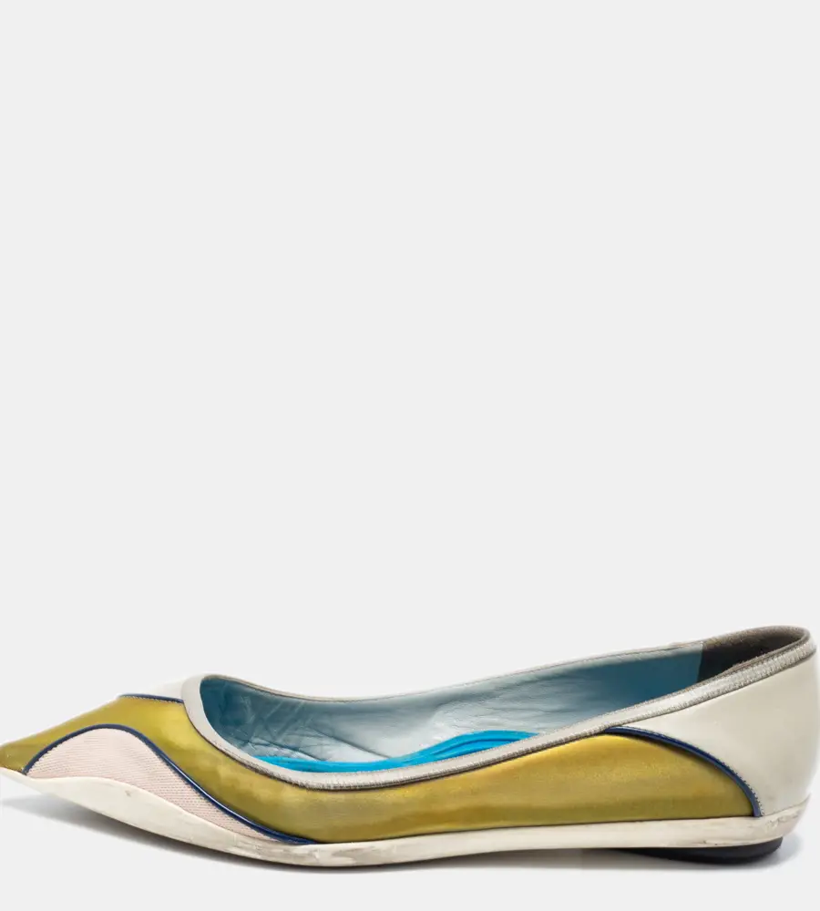 Dior Multicolor Fabric And Leather Ballet Flats Size 36
