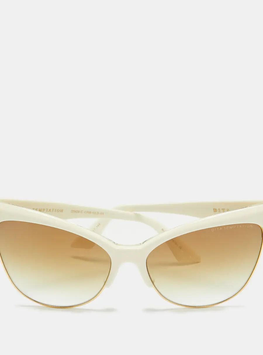 Dita Off White/Brown Gradient Temptation Cat Eye Sunglasses