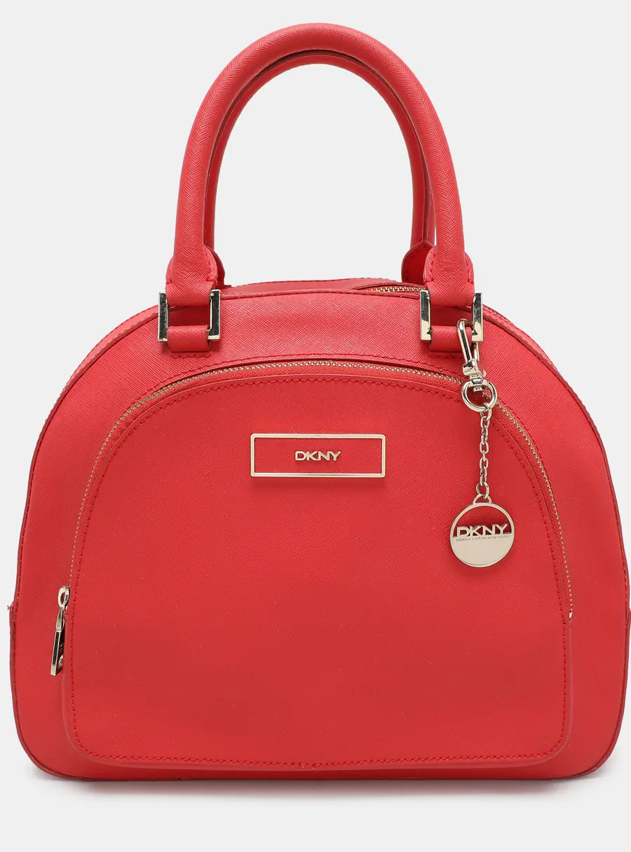DKNY Red Leather Front Dome Satchel