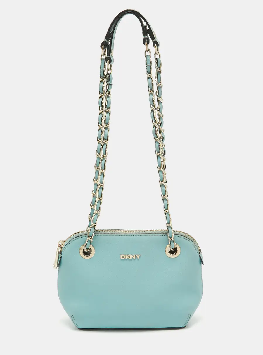 Dkny Blue Leather Chain Crossbody Bag