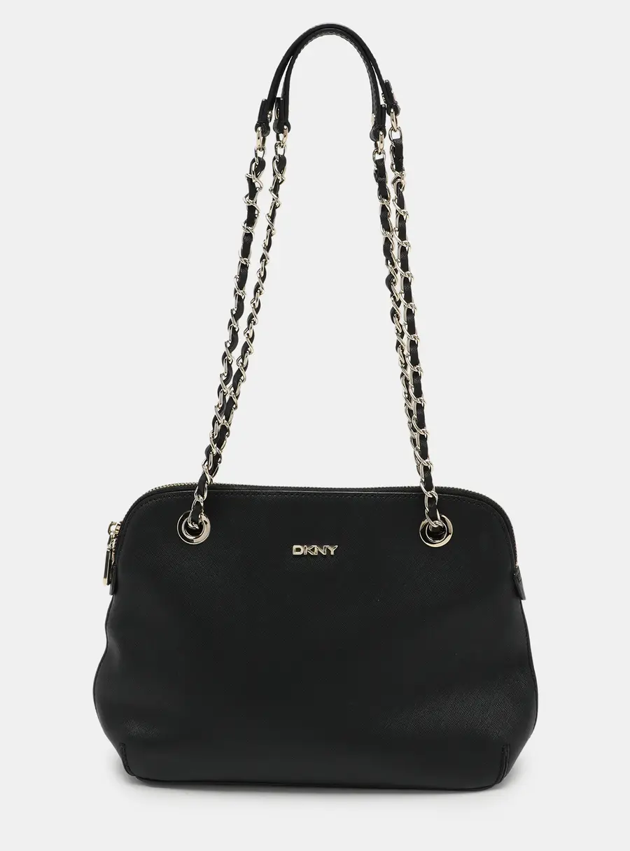 DKNY Black Leather Dome Satchel