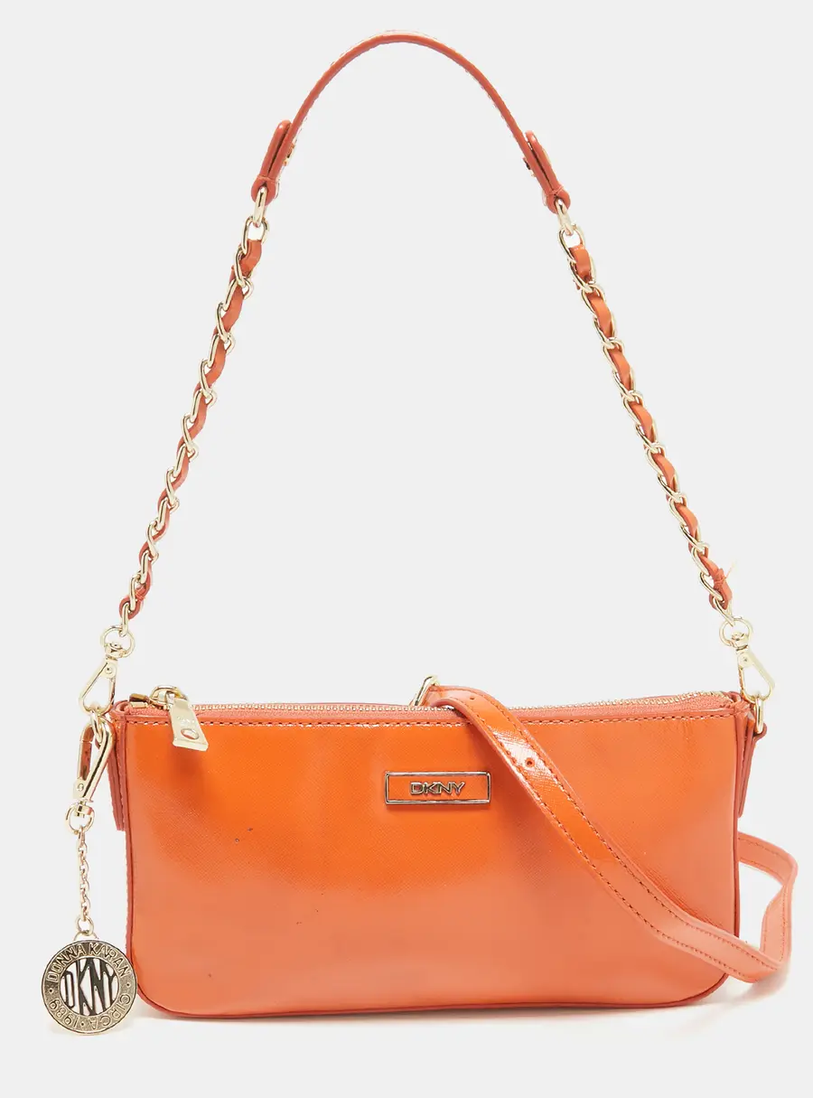 Dkny Orange Patent Leather Crossbody Bags
