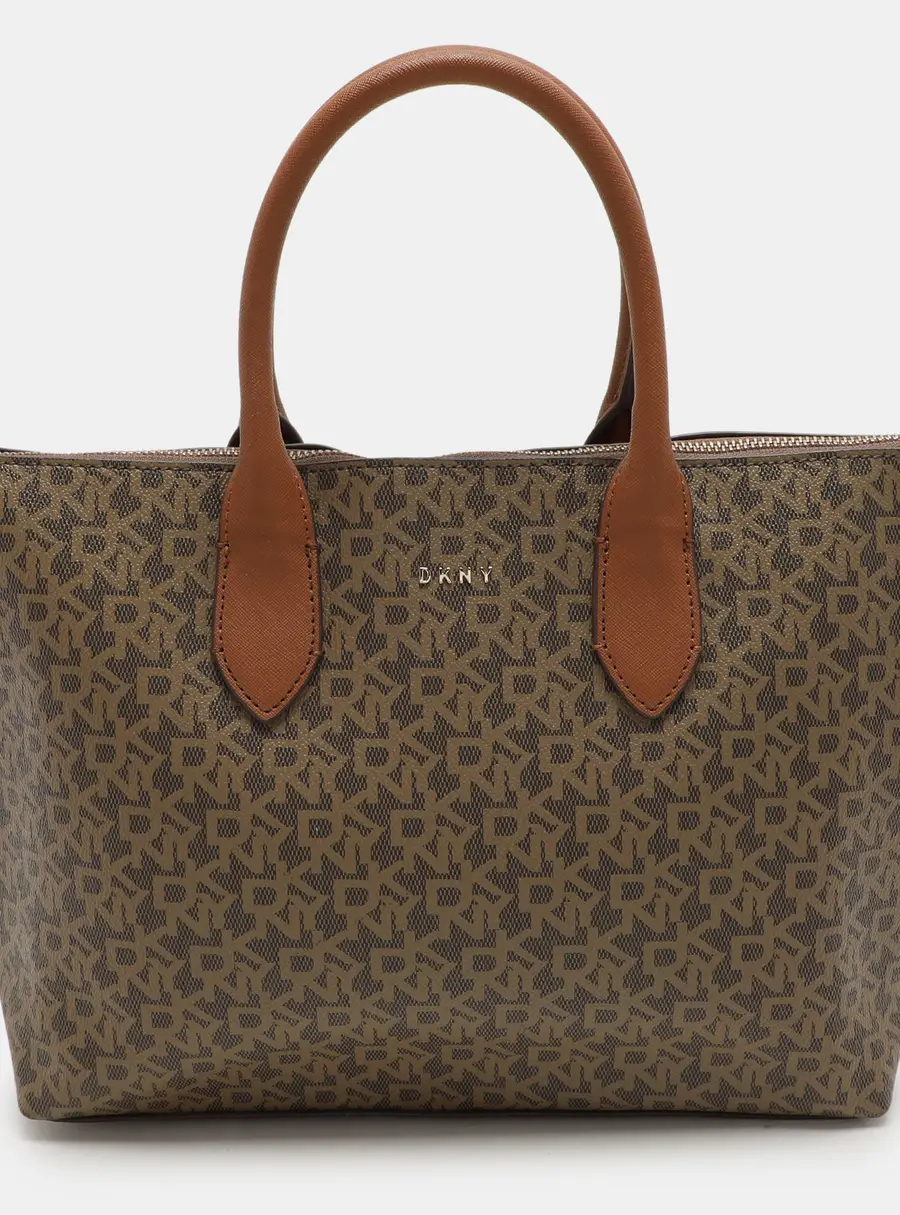 Dkny Brown Coated Canvas Tote Bag