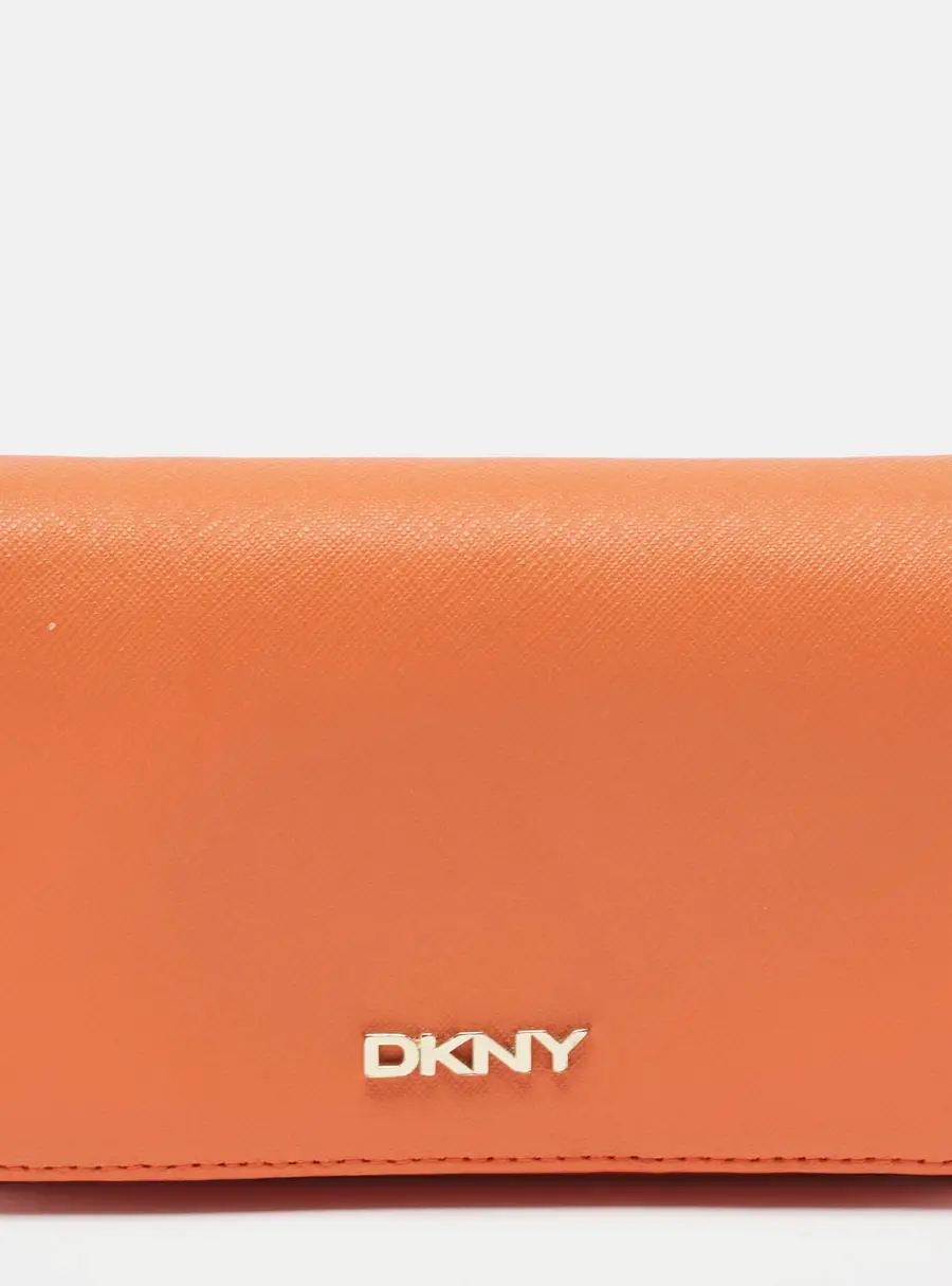 Dkny Orang/Pink Leather French Flap Wallet