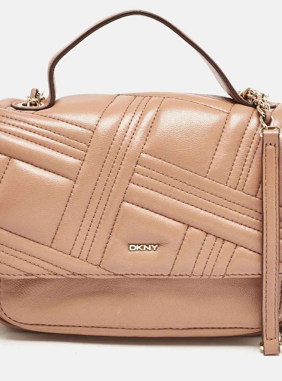 DKNY Brown Quilted Leather Allen Crossbody Bag