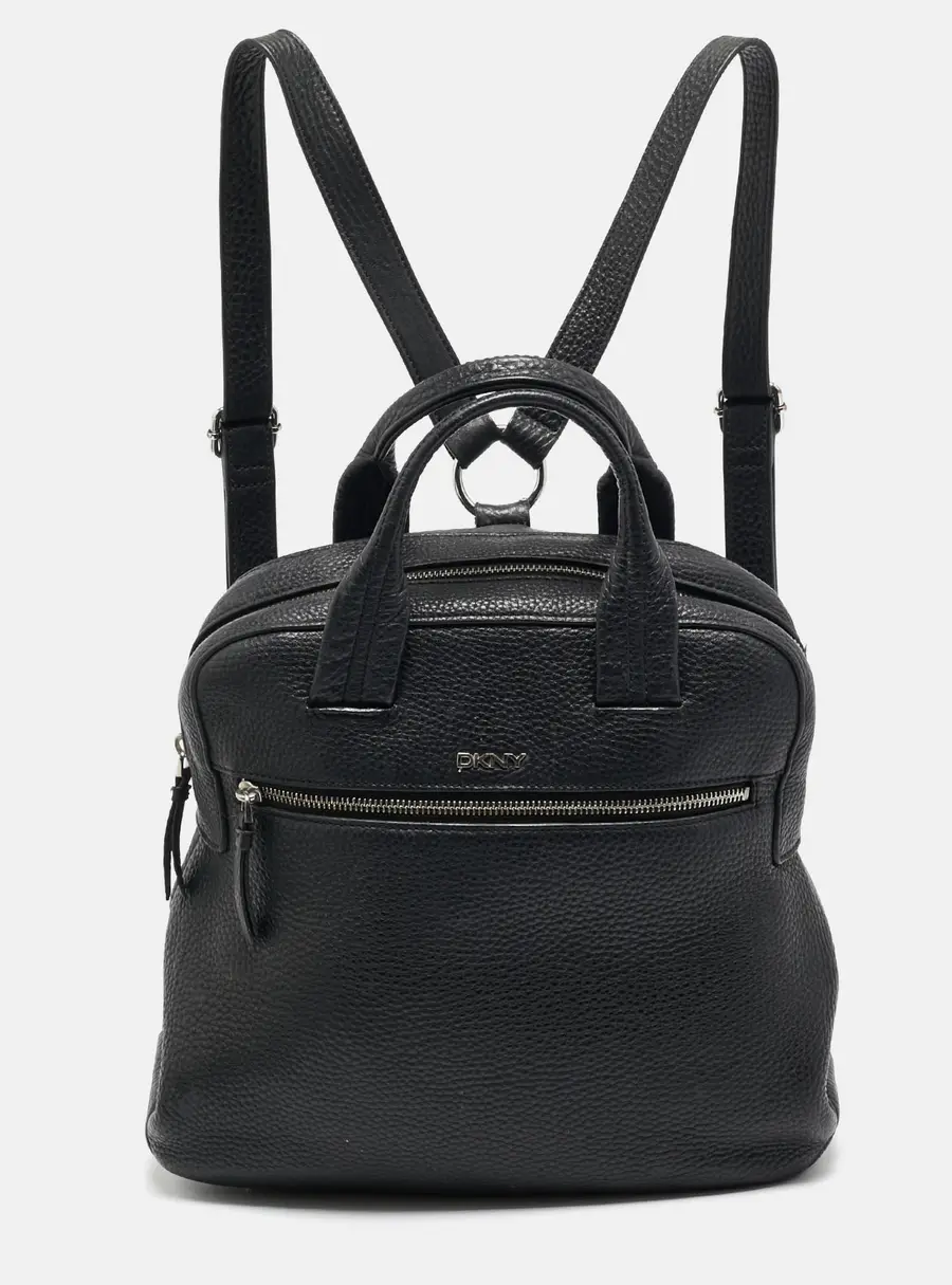 DKNY Black Grain Leather Two Way Backpack