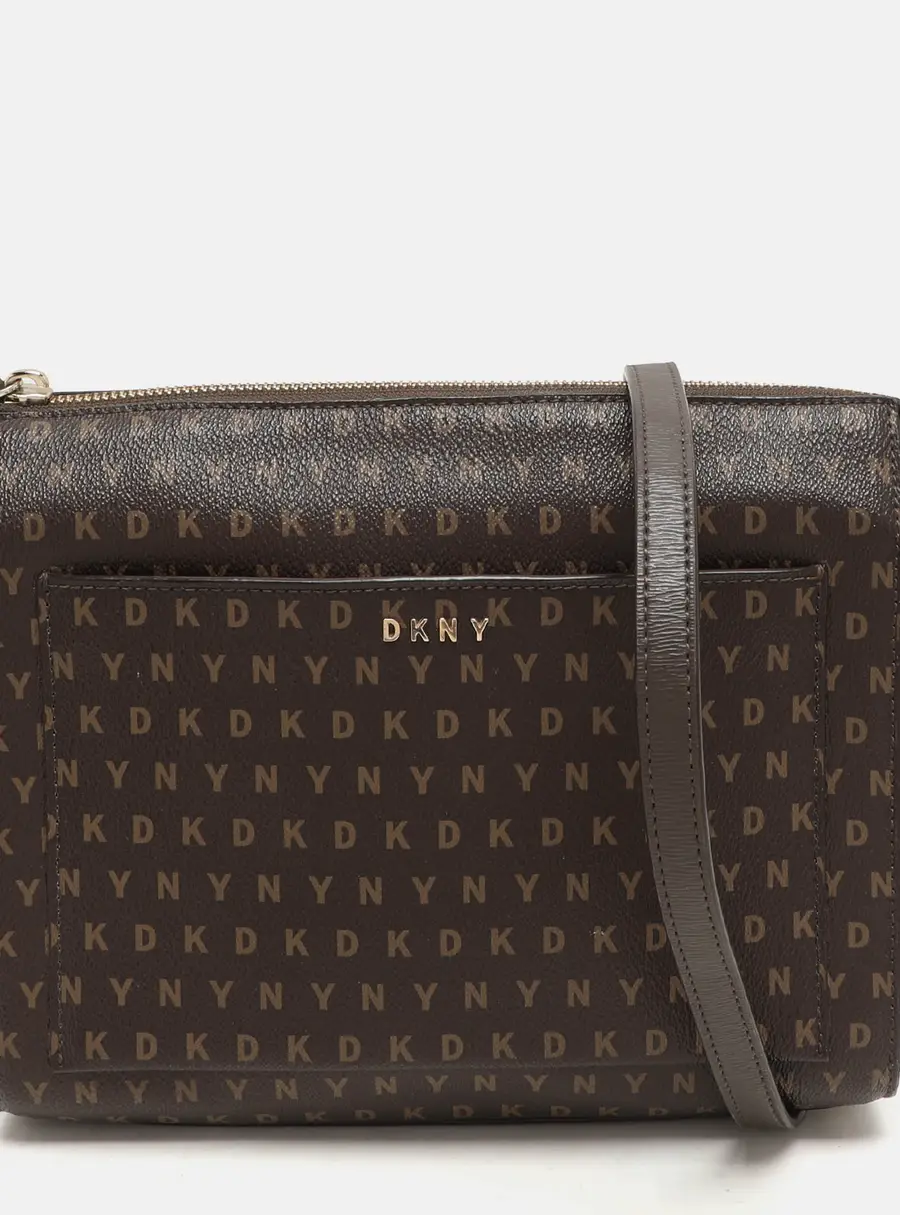 Dkny Ava Brown Coated Canvas and Leather Crossbody Bags
