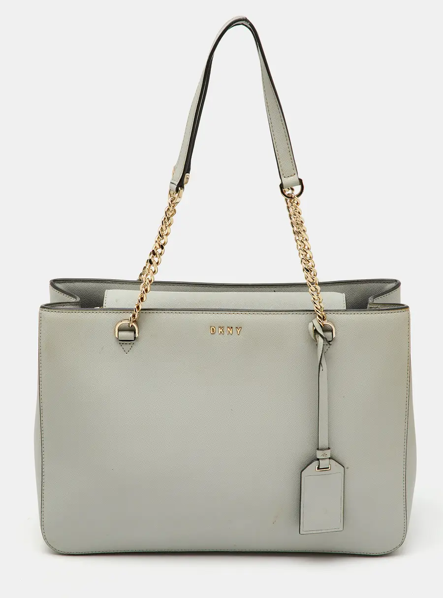 Dkny Medium Grey Saffiano Leather Tote Bag