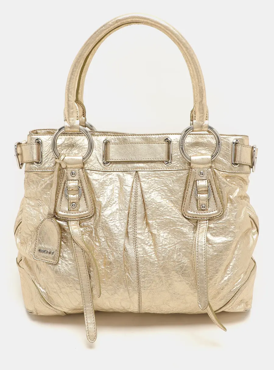 DKNY Gold Crinkled Leather Tote