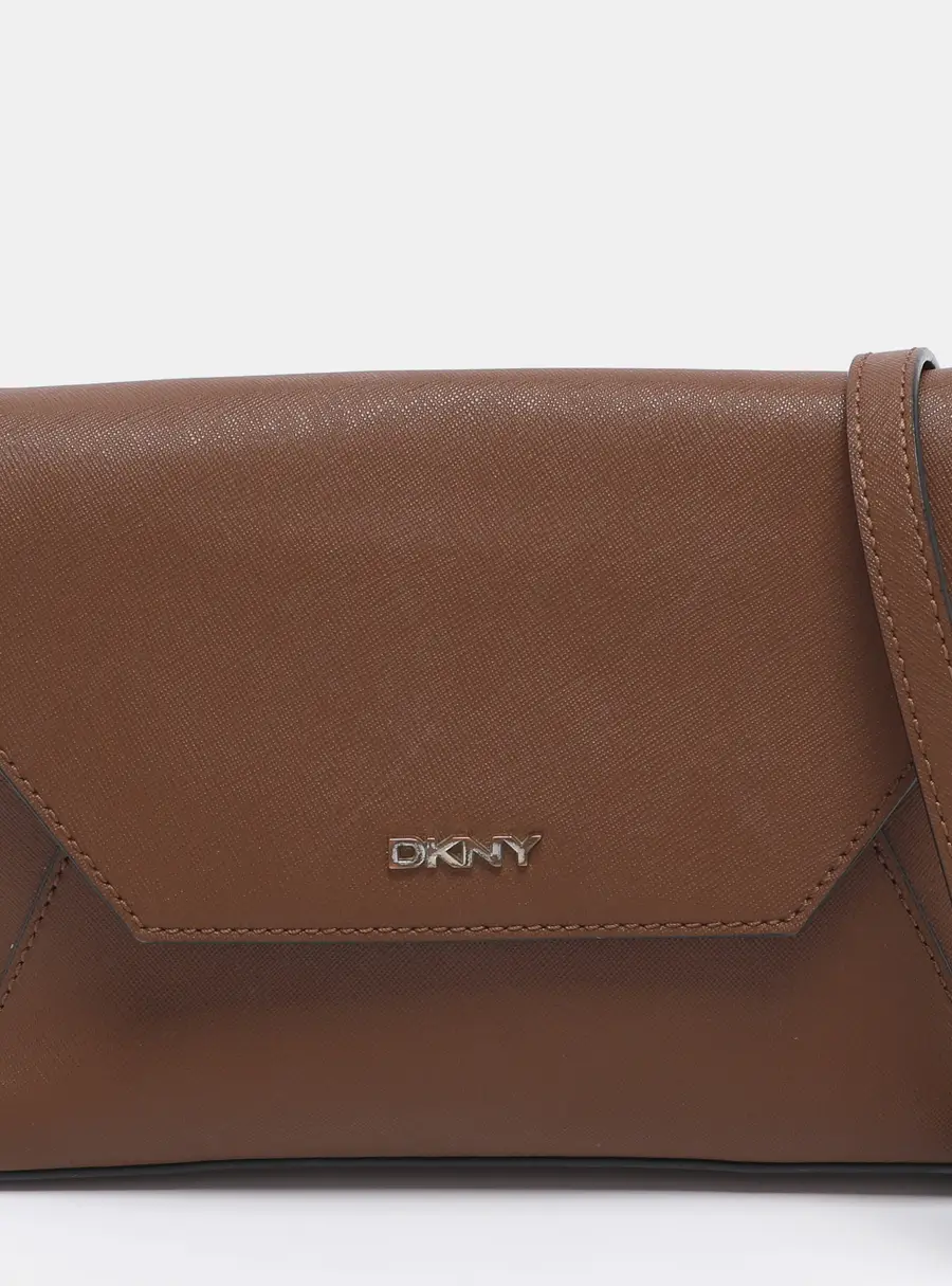 DKNY Tan Leather Bryant Park Envelope Crossbody Bag