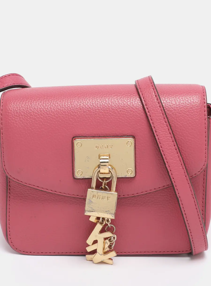 DKNY Pink Leather Small Elisa Crossbody Bag