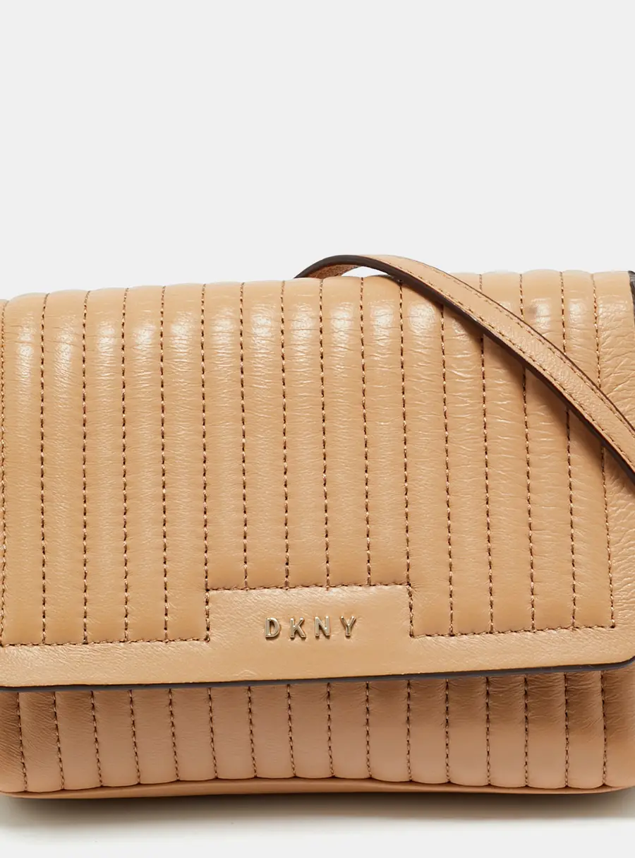 DKNY Beige Quilted Leather Gansevoort Crossbody Bag