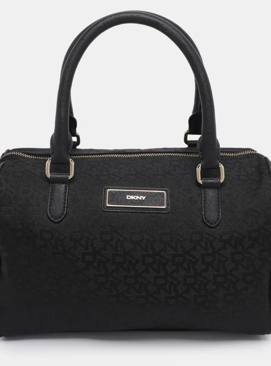 Dkny Black Canvas and Leather Satchel