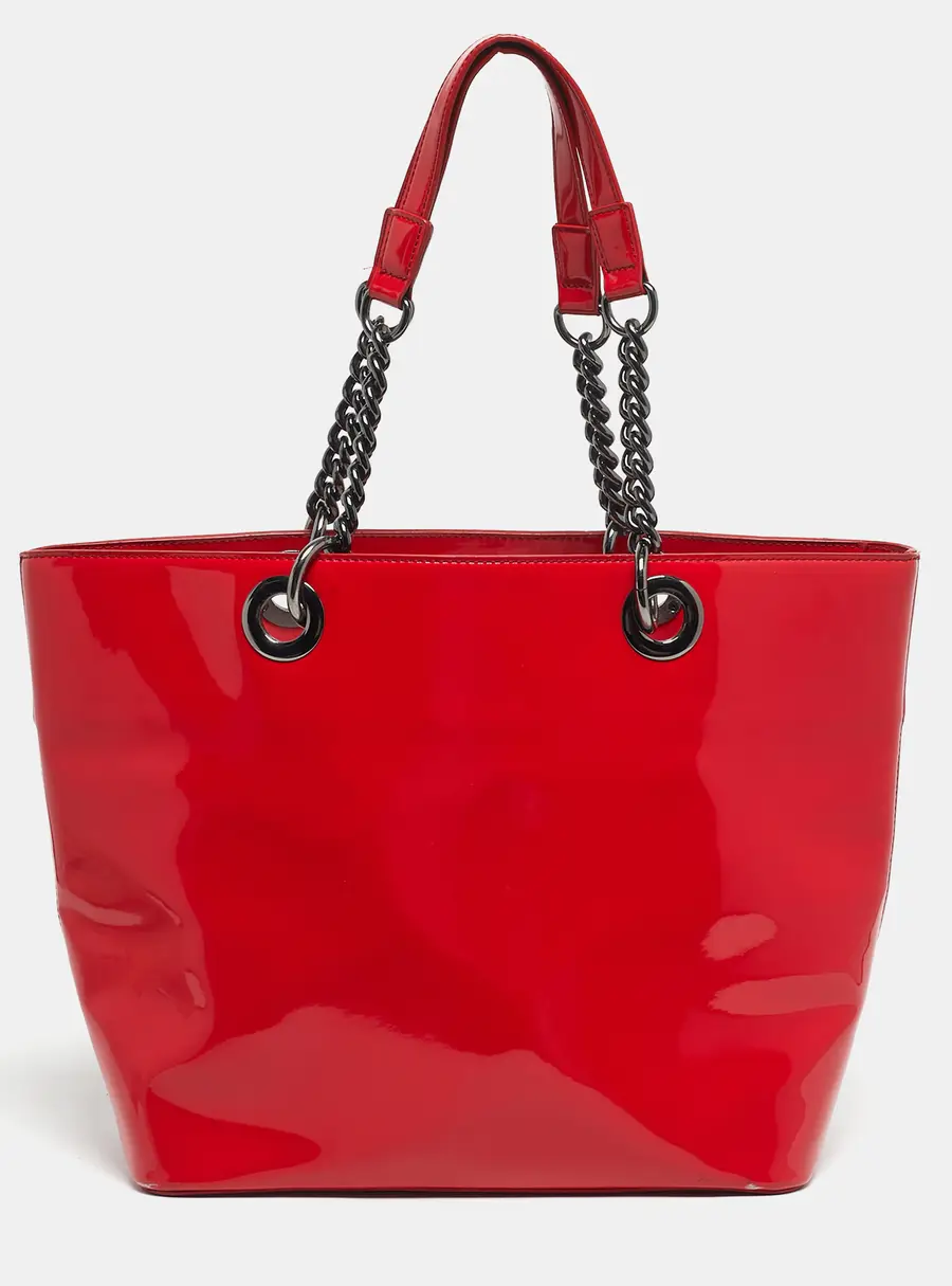 Dkny Red Patent Leather Tote Bag