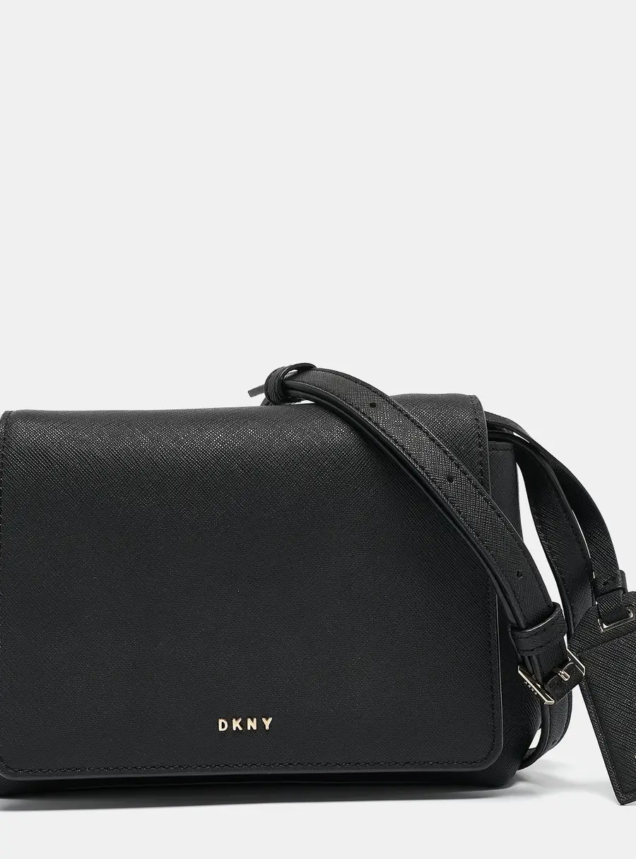 Dkny Black Leather Flap Crossbody Bag