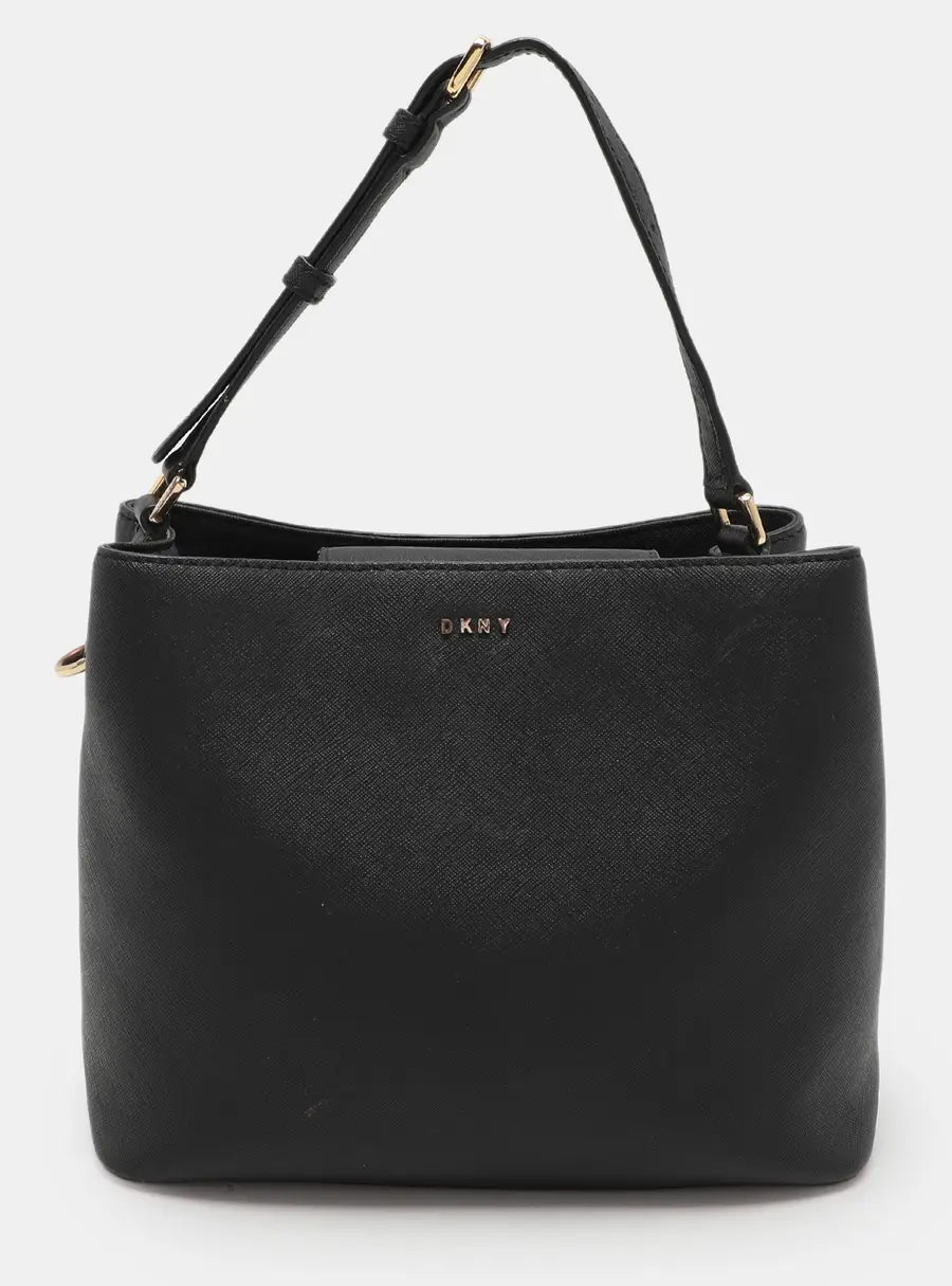 DKNY Black Saffiano Leather Bryant Park Bucket Bag