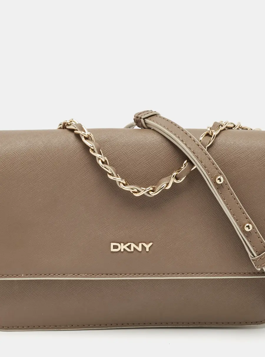 Dkny Medium Beige Saffiano Leather Shoulder Bags
