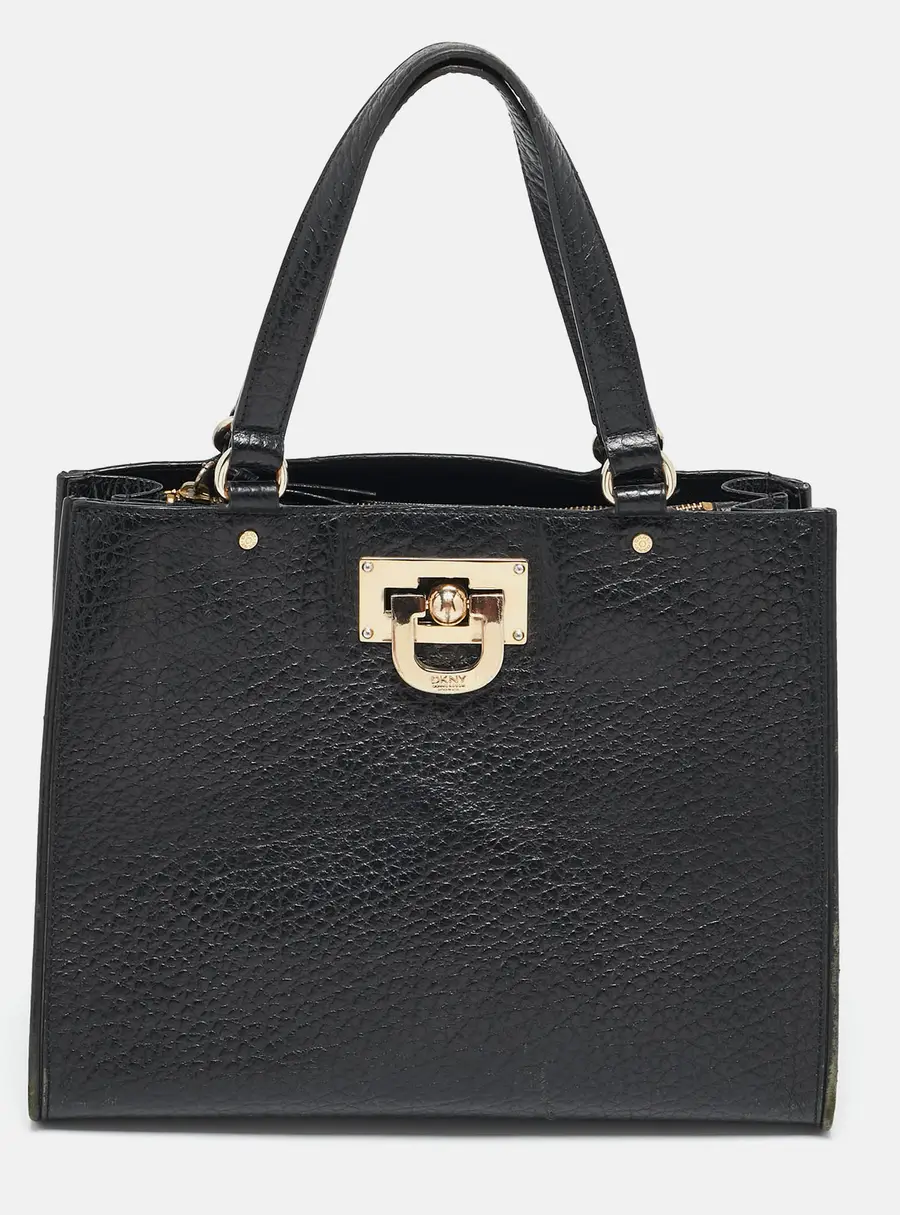 Dkny Beekman French Black Leather Tote Bag