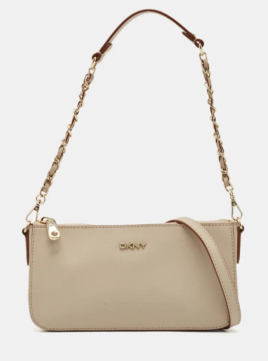 DKNY Beige Leather Sutton Crossbody Bag