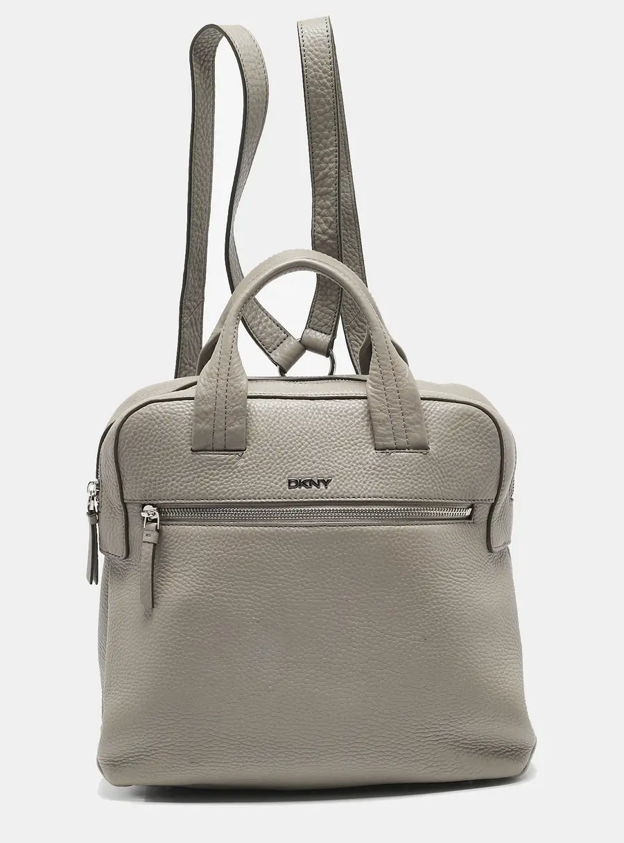DKNY Grey Leather Convertible Backpack