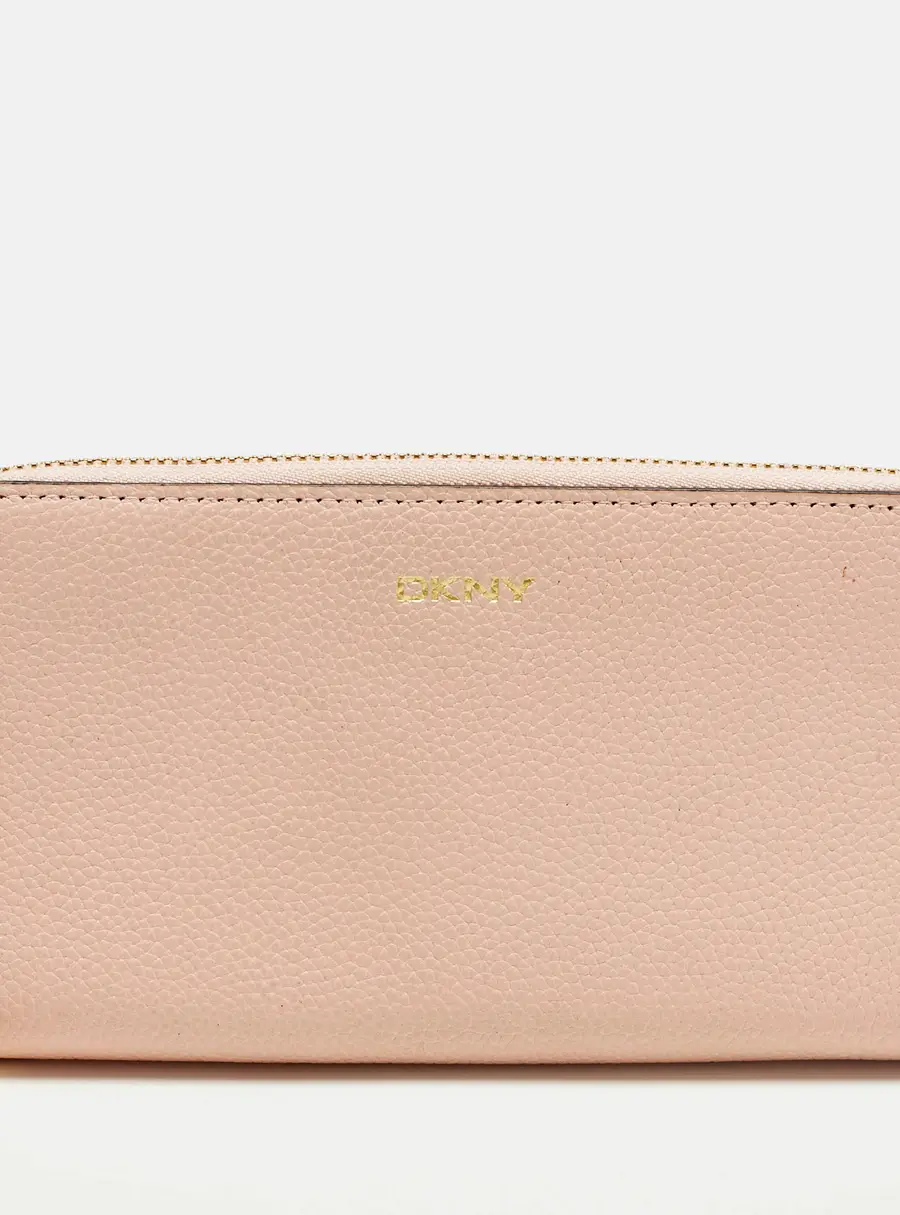 DKNY Light Pink Leather Zip Continental Wallet