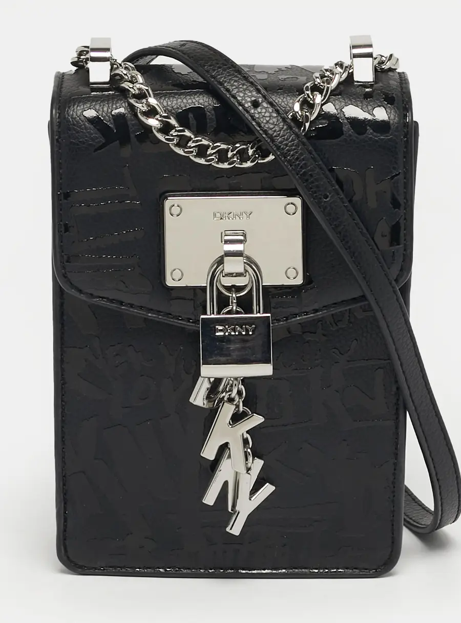 DKNY Elissa North South Black Leather Crossbody Bag