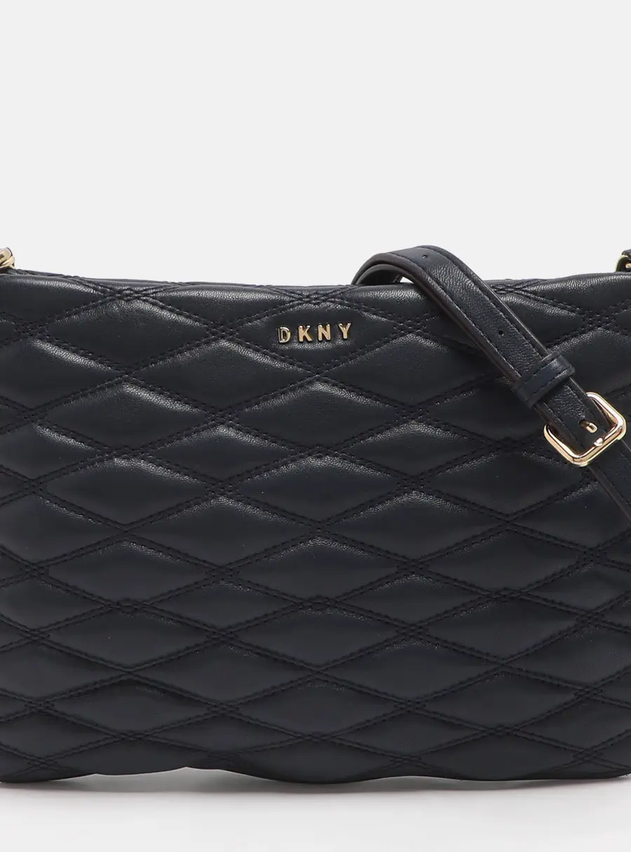 Dkny Navy Blue Quilted Leather Crossbody Bags