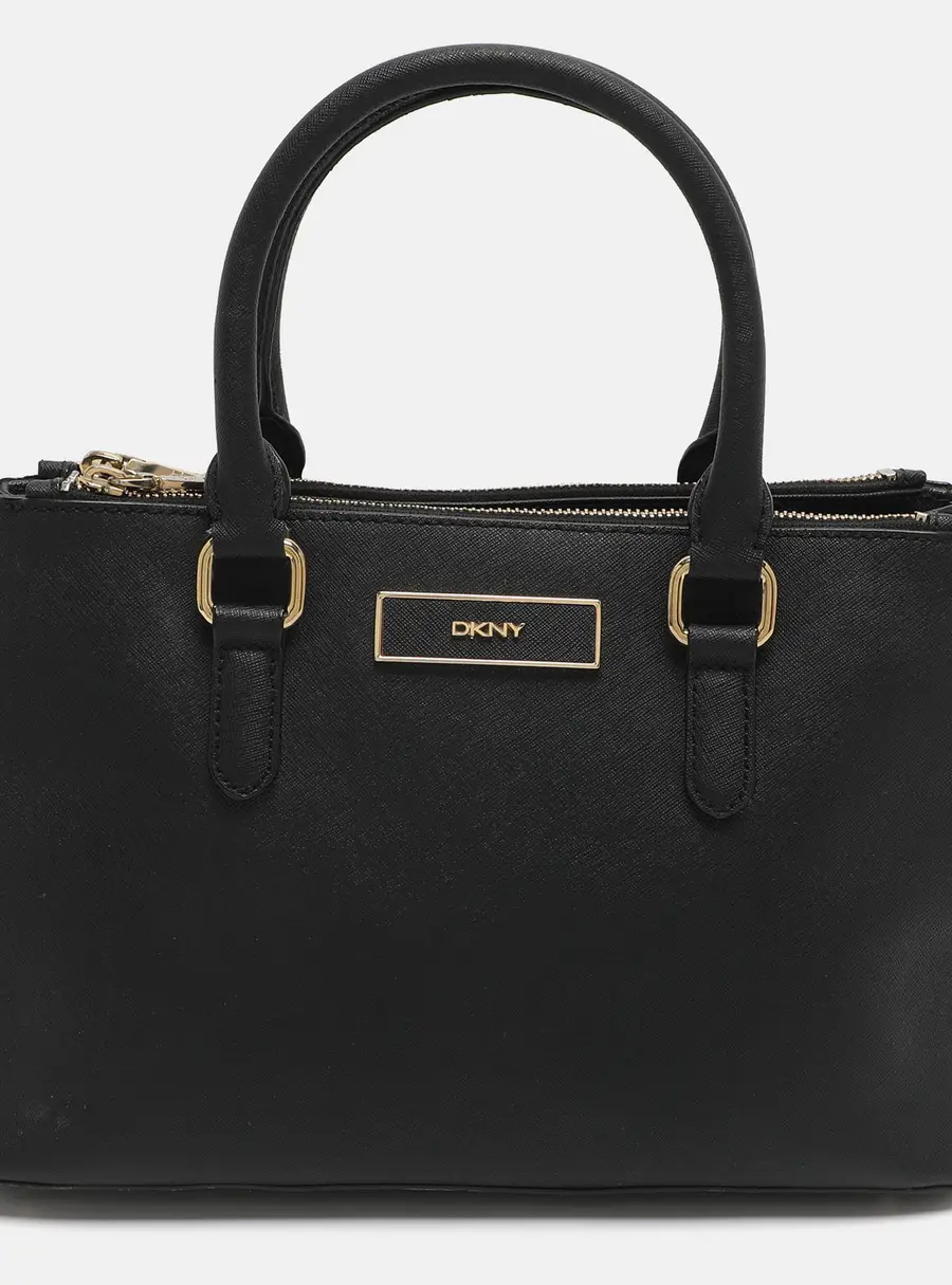 Dkny Robinson Double Zip Black Saffiano Leather Tote