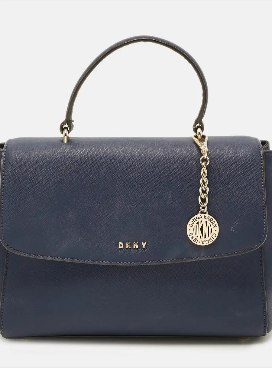 DKNY Blue Saffiano Leather Top Handle Bag