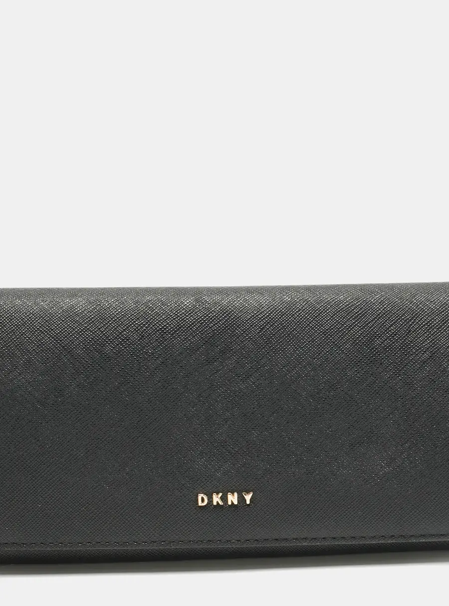 DKNY Black Leather Continental Flap Wallet