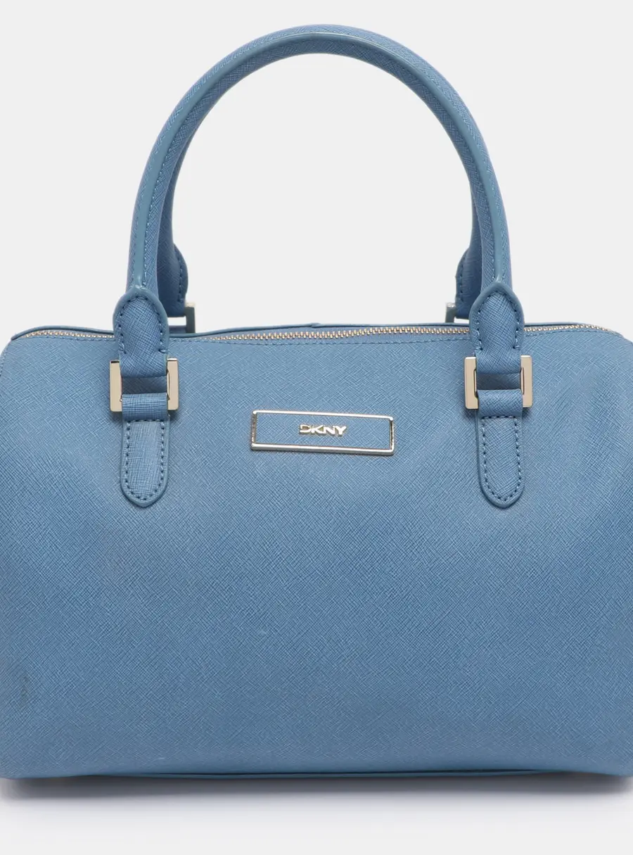 DKNY Blue Saffiano Leather Boston Bag