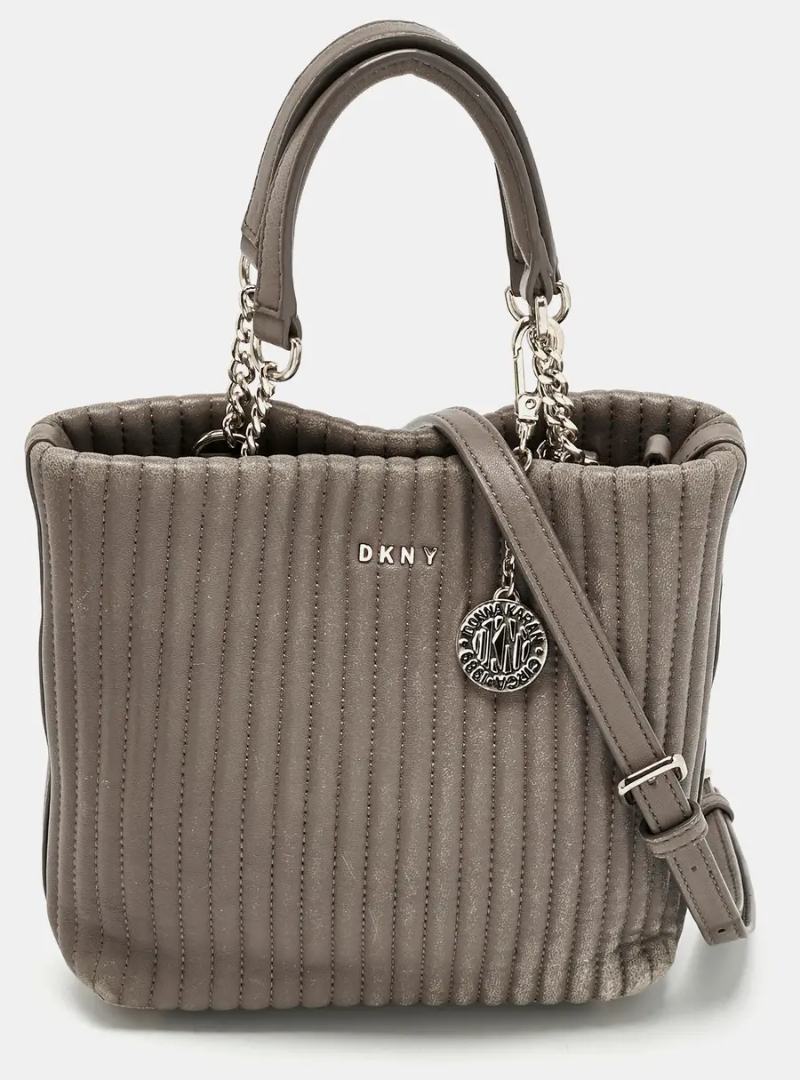 DKNY Grey Stripe Leather Gansevoort Tote