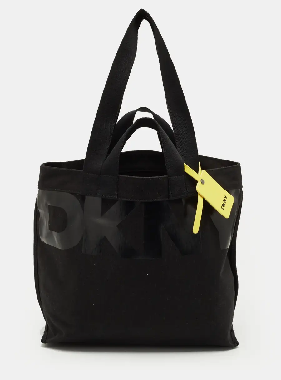 Dkny Black Canvas Tote Bag