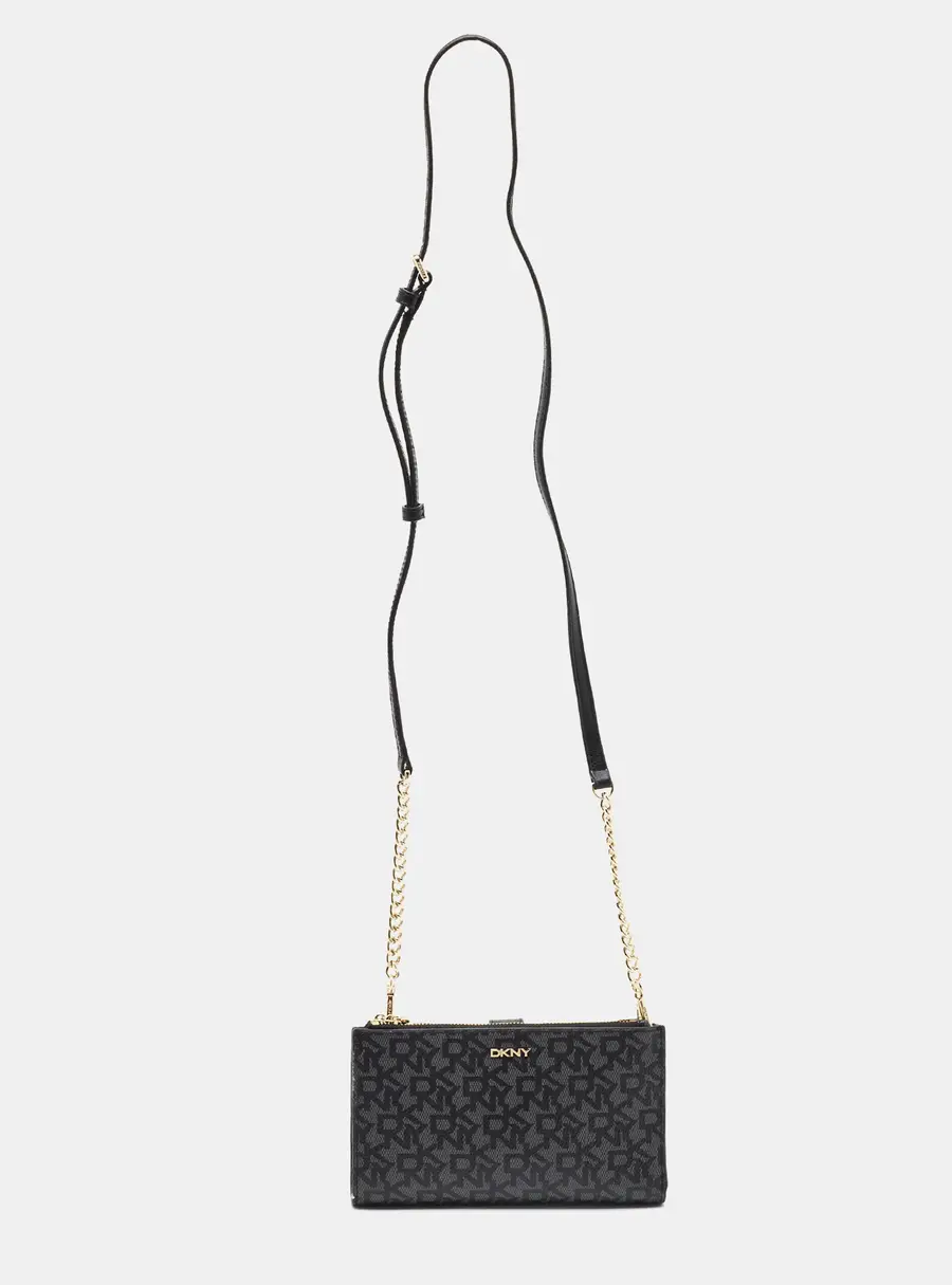 Dkny Bryant Black Signature Coated Canvas Wallet On Chain
