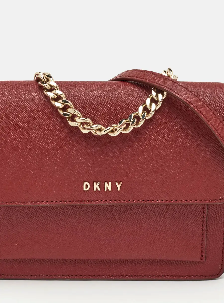 DKNY Bryant Park Burgundy Saffiano Leather Flap Crossbody Bag