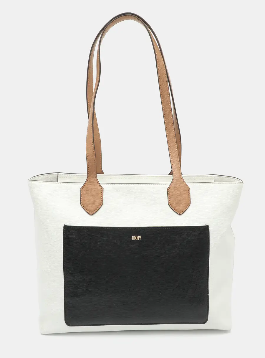 Dkny White PVC Shopper Tote