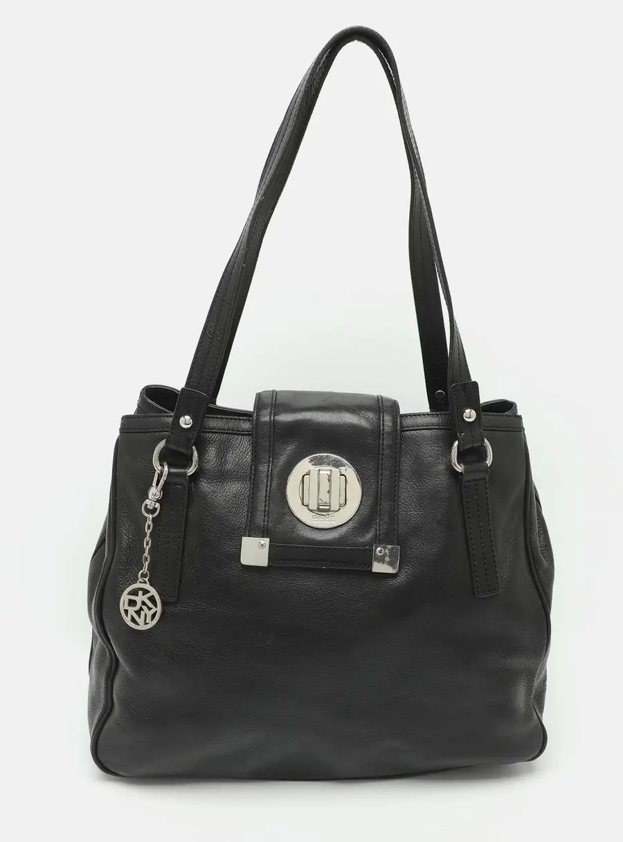 Dkny Black Leather Top Handle Bag