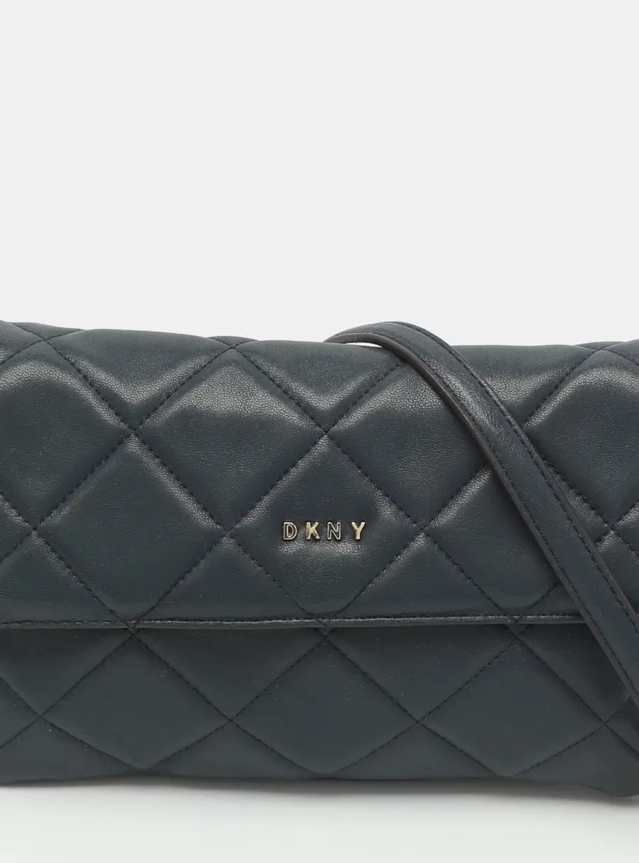DKNY Navy Blue Quilted Leather Crossbody Bag
