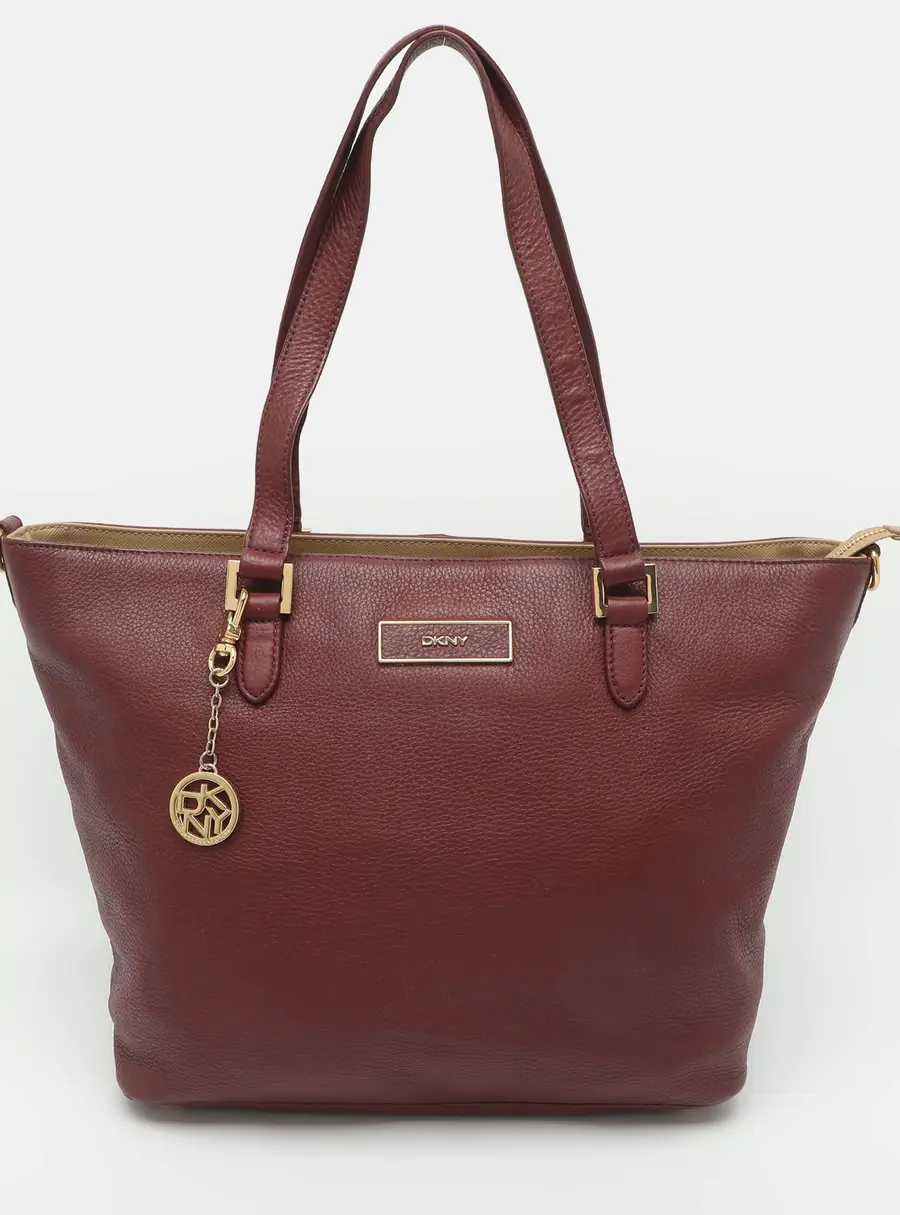 Dkny Burgundy Leather Zip Tote
