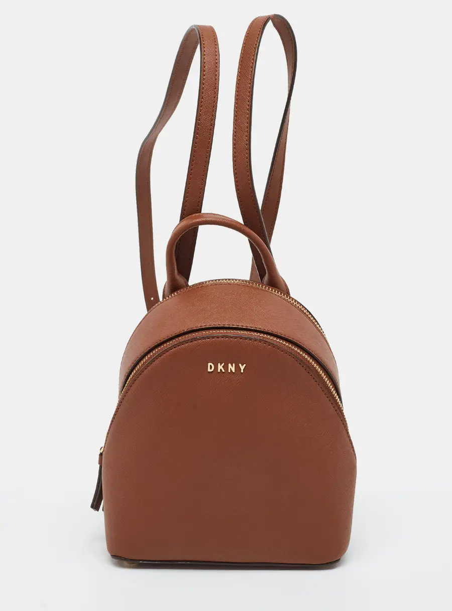 DKNY Bryan Mini Brown Saffiano Leather Backpack